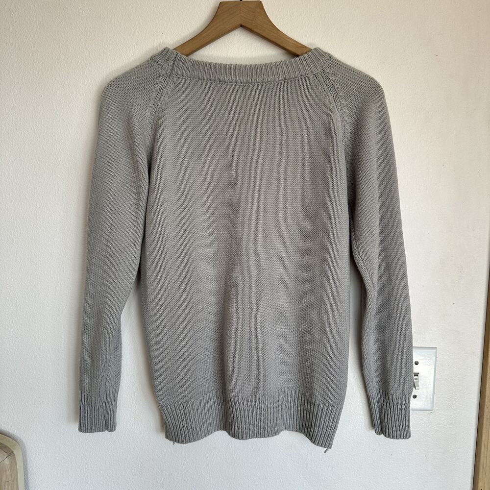 Cable Knit White Heart Grey Sweater Sz S Cozy Classic Winter Fisherman Coastal - Picture 6 of 10
